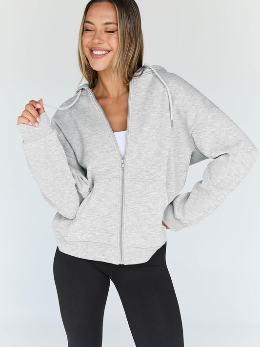 Trendy Queen Womens Oversized Zip Up Hoodies Y2K Fall Sweatshirts 2026