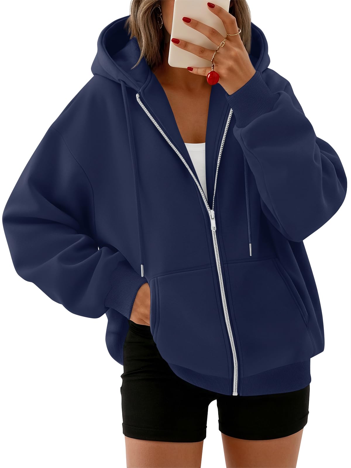 Trendy Queen Womens Oversized Zip Up Hoodies Y2K Fall Sweatshirts 2026