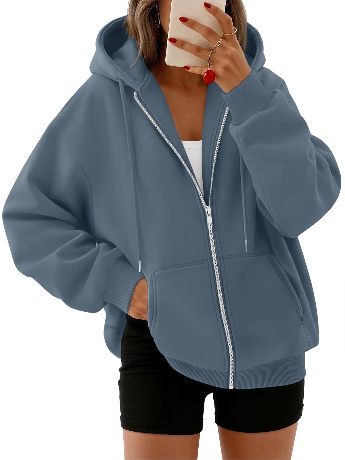Trendy Queen Womens Oversized Zip Up Hoodies Y2K Fall Sweatshirts 2026