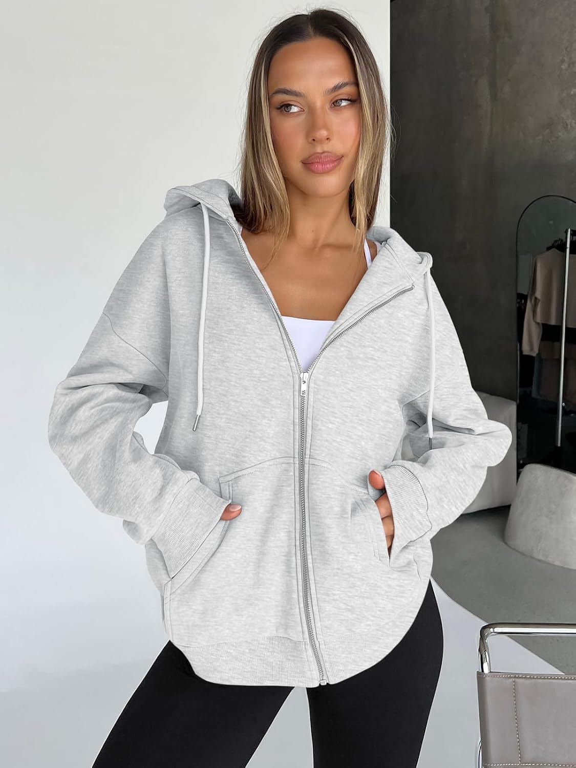 Trendy Queen Womens Oversized Zip Up Hoodies Y2K Fall Sweatshirts 2026